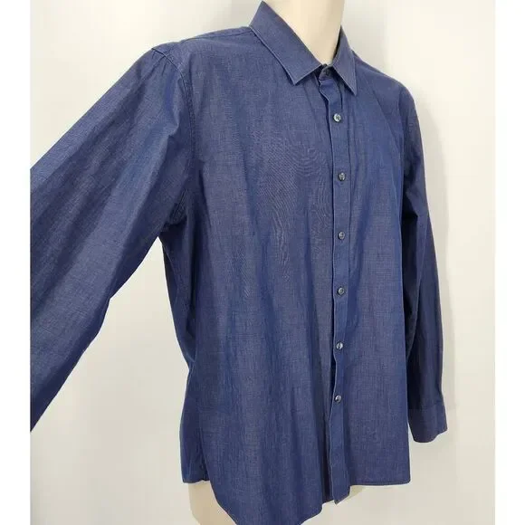 Apt. 9 Slim Fit Dress Shirt Men's Size Large Blue Long Sleeves - Picture 4 of 8